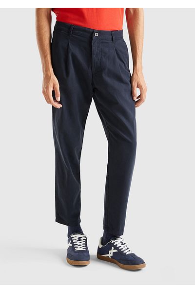 United Colors of Benetton Men's Navy Blue 100% Koton Carrot Fit Trousers