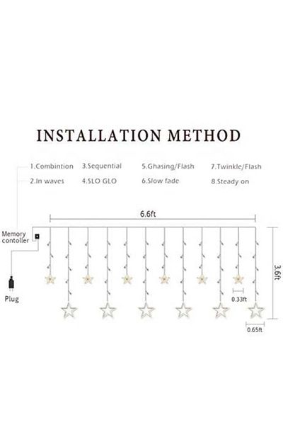 MRShopping Mr 2x1 Meter Starry κρεμαστό φωτιστικό Led Curtain - Star Curtain Led Light Eaves Led