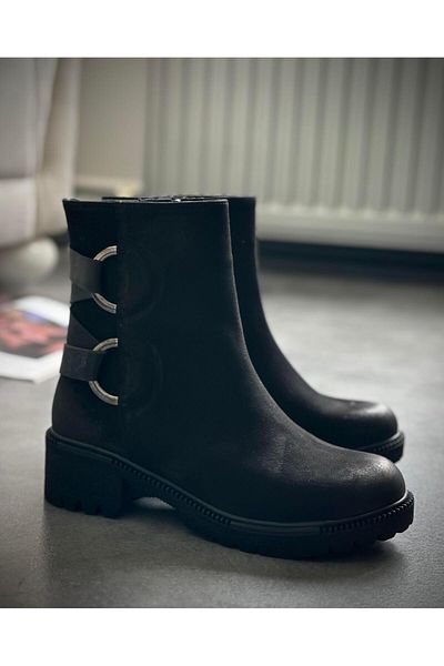 Zuum 100% Genuine Leather Black Women's Boots - Sarle Nubuck