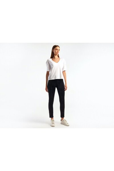 United Colors of Benetton Черни панталони от памук и котон за жени