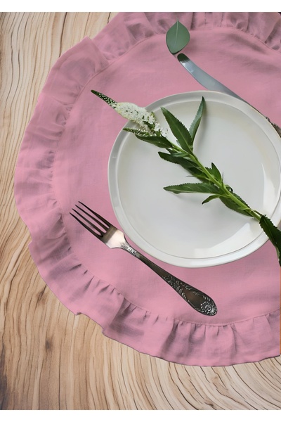 Belomia Home Collection İkili Pudra Pembesi Fırfırlı Amerikan Servis | 2' li ...