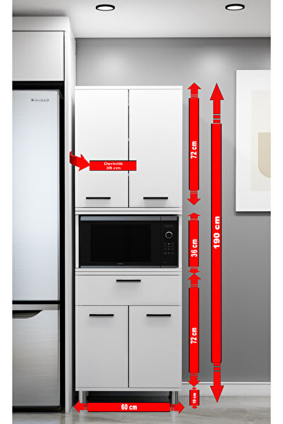 Kenyap Modüler Çok Amaçlı Mutfak Dolabı 4 Kapaklı ,1 Çekmeceli, Açık Modüllü