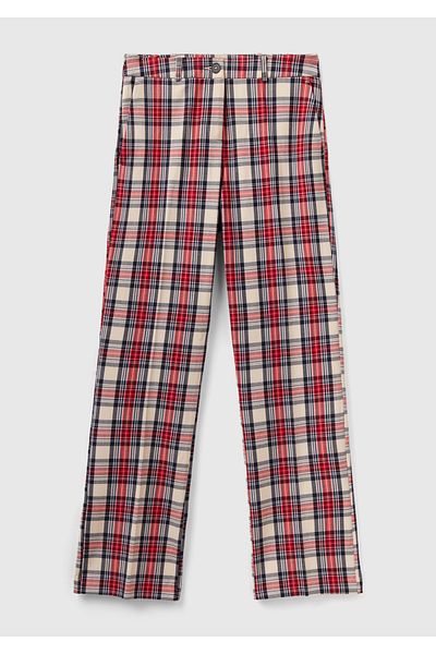 United Colors of Benetton Taba Mix Plaid Women's Trousers - Polyviscous Regular Fit