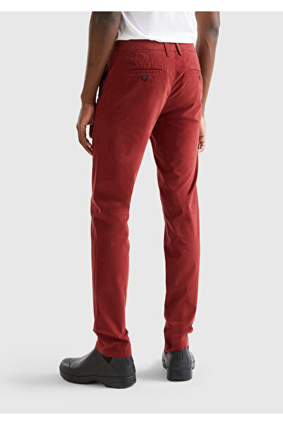 United Colors of Benetton Erkek Bordo Slim Fit Chino Pantolon