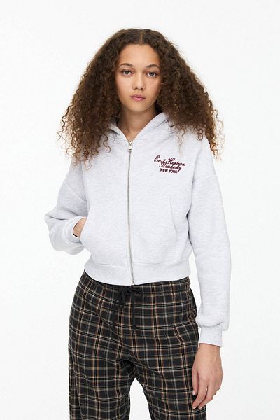Pull & Bear Cropped hoodie with zip