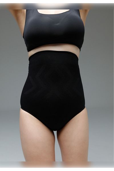 MİSTİRİK Biloba Model High Waist Belly Concealing Corset Belly Abdomen Tightening Slip Sports Corset Black Color