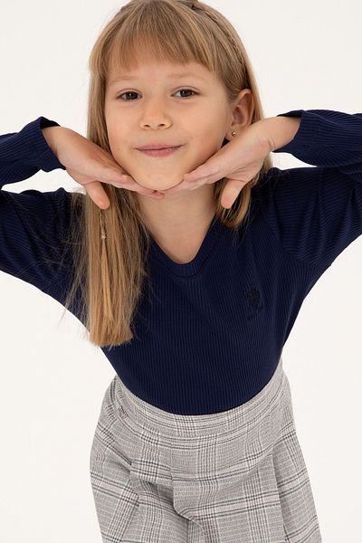U.S. Polo Assn. Girl's Navy Blue Crew Neck Sweatshirt 50298174 -Vr033