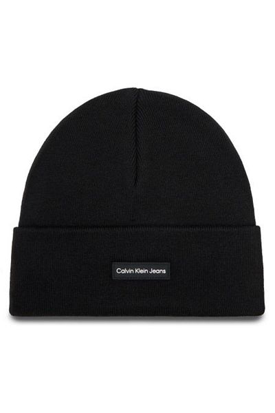 Calvin Klein Pánska čiapka Black Inst Patch Beanie - Čiapka