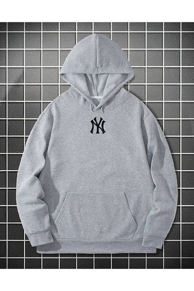 De Carte Φούτερ NY Printed Unisex Oversize με κουκούλα