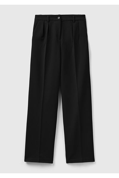 United Colors of Benetton Black Polyviscosis Women's Trousers - Wide Leg and Pleated Design