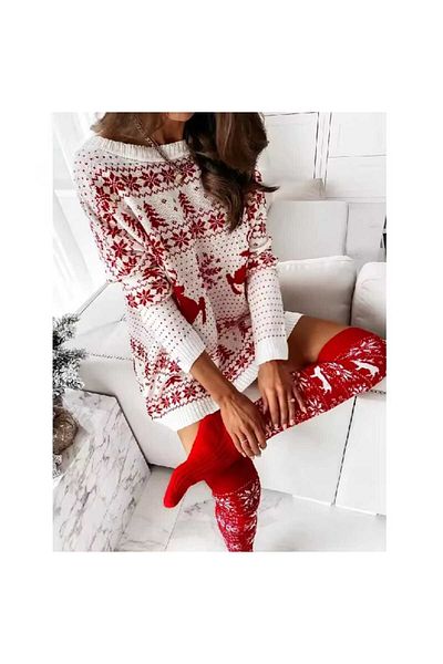 Touz Moda Коледни шарени чорапи над коляното