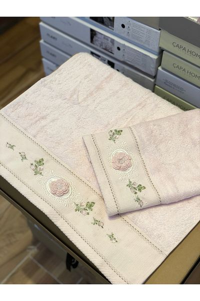 Fiesta Pink 3D Embroidered Mother-Daughter Towel Set