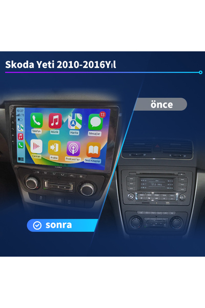 Skoda-yeti-2010-2016yıl Uyumlu Kablosuz Carplay/gps/geri Vites Arka Görünümü Ile/10 Inç/4+64gb