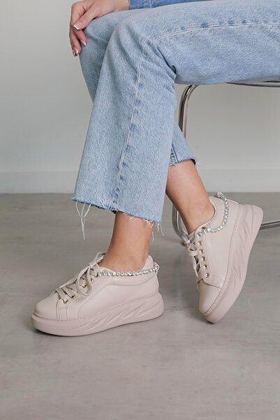 Stil Durağı ST818 MODEL4 CM TABANLI TAŞ DETAYLI SPOR AYAKKABI TEN.TAS