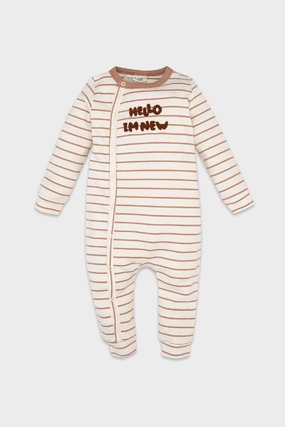 DeFacto Baby Boy Newborn Snap Fastener Striped Ribbed Camisole Long Sleeve Jumpsuit D1670A524Au