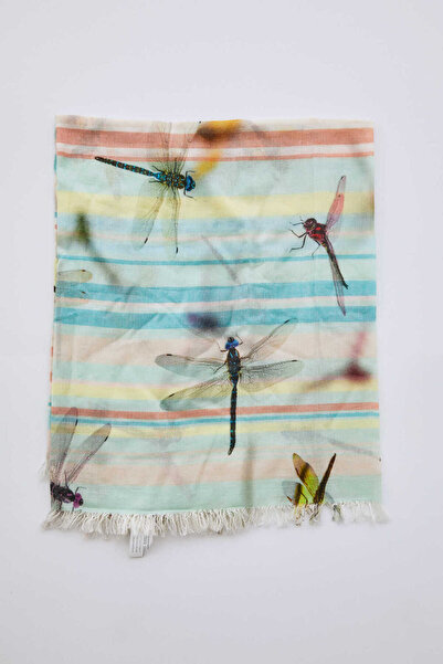 Roman Yusufçuk Desenli Kadın Çizgili Şal Standart Renk Y1884210_089