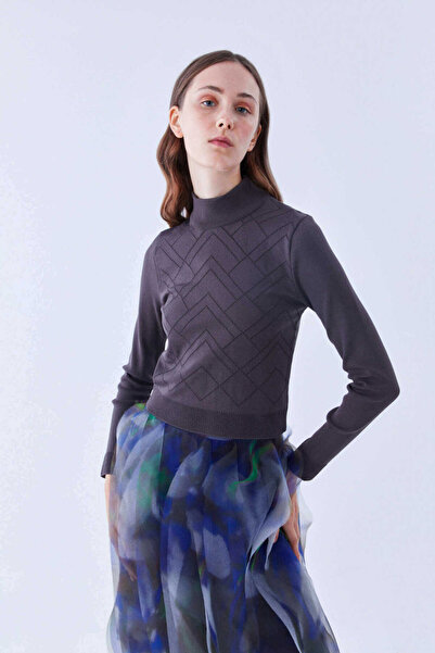 Roman Çizgi Desenli Triko Antrasit K2279104_046