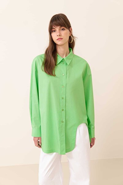 Roman Boyfriend Poplin Gömlek Yeşil Y2413567_012