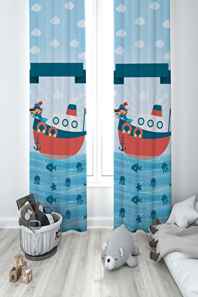 BAMBAŞKA MODA ДИТЯЧА ТА ДИТЯЧА КІМНАТА Двостулкові штори з малюнком піратів з...