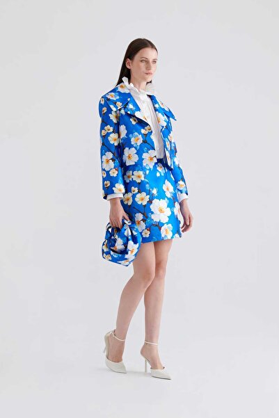 Roman Geniş Yakalı Çiçekli Kadın Ceket Standart Renk K2316073_089