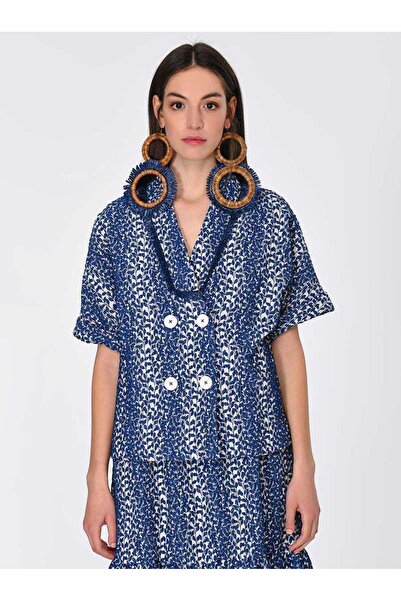 Roman Düğme Detaylı Desenli Kadın Ceket Standart Renk Y1916013_089