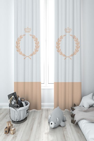 BAMBAŞKA MODA Baby and Children's Room 2 Wings Background Curtain with Spike Pattern Ybp-8026