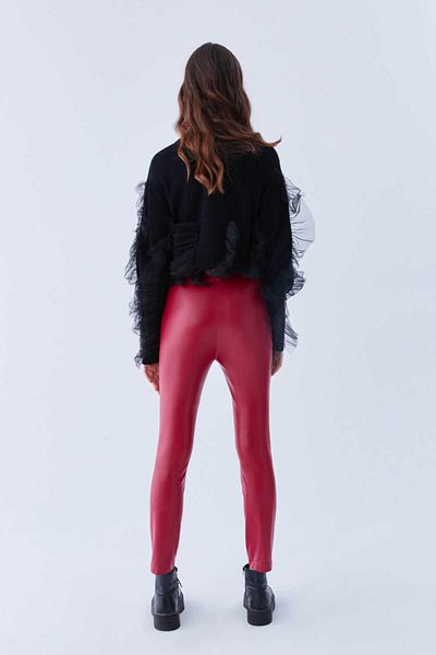 Roman Red Leather Look Trousers - K2112068_006