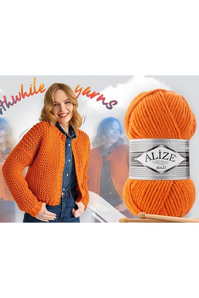 Alize Superlana Maxi Thick Knit Floss Sweater Cardigan Vest Pullover 5X100=500Gr 56 Red