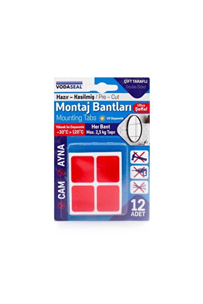 Vodaseal Hazır Kesilmiş Montaj Bantı 12'li 25mmx30mm Her Bant 2,5kg Taşır