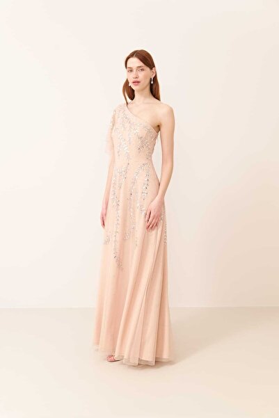 Roman Tek Omuz Nakışlı Elbise Standart Renk Y2465102_089