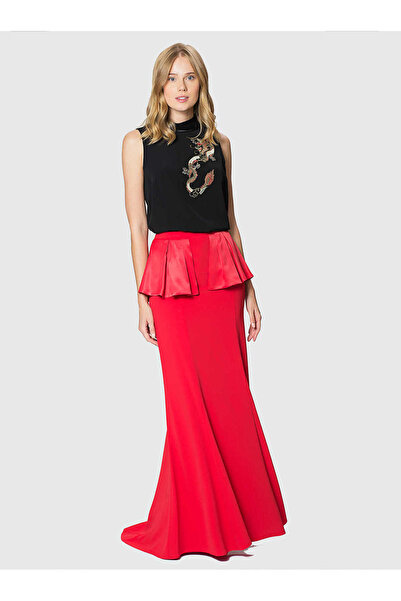 Roman Fırfır Detaylı Uzun Etek Kırmızı K1815092_006