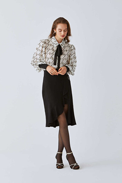 Roman Taş Detaylı Volanlı Kadın Etek Siyah K2015125_001