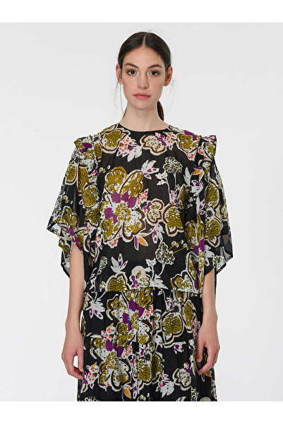 Roman Çiçek Desenli Volanlı Bluz Standart Renk Y1967123_089