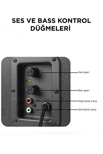 Everest Grup D37 Siyah Bluetooth Hoparlör 2in1 Subwoofer Rgb Işıklı Bilgisayar Hoparlörü Speaker