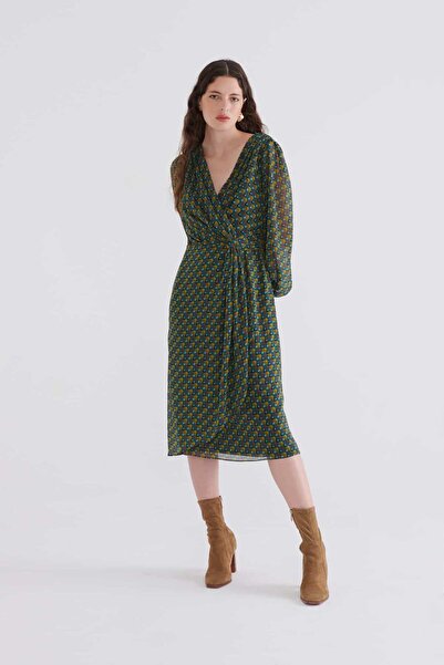 Roman Desenli Günlük Elbise Standart Renk K2311040_089