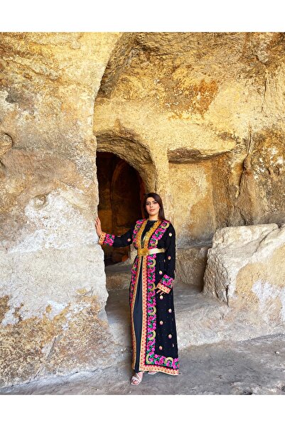 ABAYLAR Pembe siyah kaftan