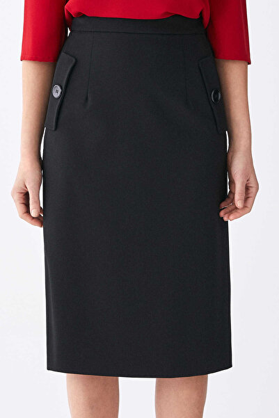 Roman Cep Detaylı Etek Siyah K1915061_001