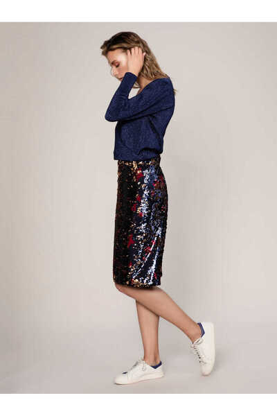 Roman Renkli Payetli Abiye Etek Standart Renk K1915101_089