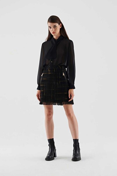 Roman Fermuarlı Çizgili Mini Etek Standart Renk K2315020_089