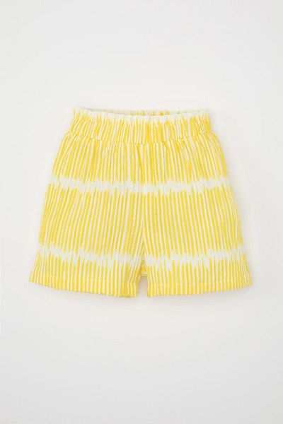 DeFacto 2-teiliges Set für Babys, Mädchen, gestreift, Crinkle-Träger, Bluse, elastische Taille, Shorts, Unterteil C9482a524sm