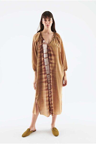 Roman Desenli Uzun Günlük Elbise Standart Renk Y2269116_089