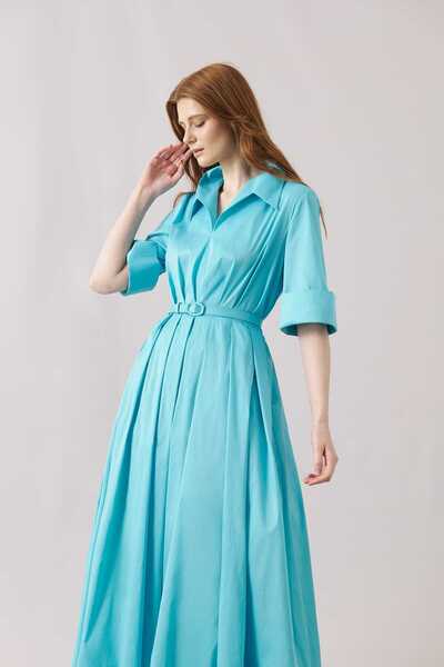 Roman Maxi Size Taffeta Dress Blue Y2411327_036