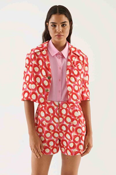 Roman Fermuarlı Desenli Kadın Şort Standart Renk Y2212620_089