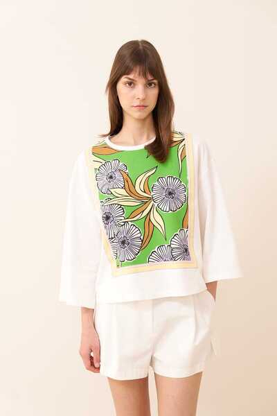 Roman Çiçek Desenli T-shirt Standart Renk Y2354112_089