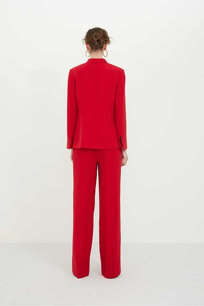 Roman Crepe Jacket with Tie Collar Detail Red K2416047_006
