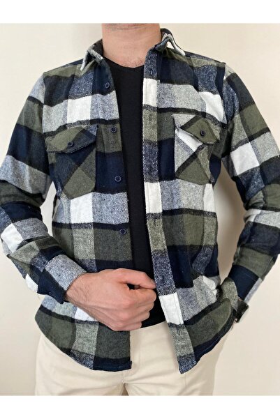 BENESSE Slim Fit Yakalı Kalın Kışlık Unisex Oduncu Gömleği