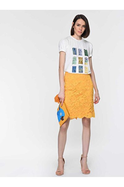 Roman Dantel İşlemeli Etek Sarı Y1915071_009
