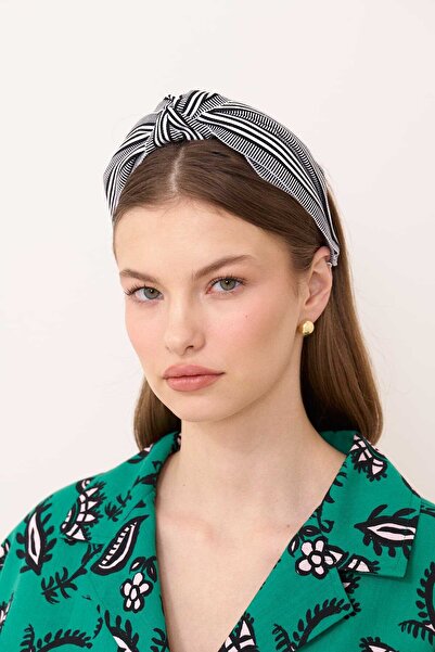 Roman Çizgili Düğüm Taç Siyah-Beyaz Y2486401_210