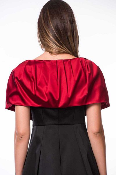 Roman Shoulder Detailed Tied Satin Women's Cap Red K1316039_006
