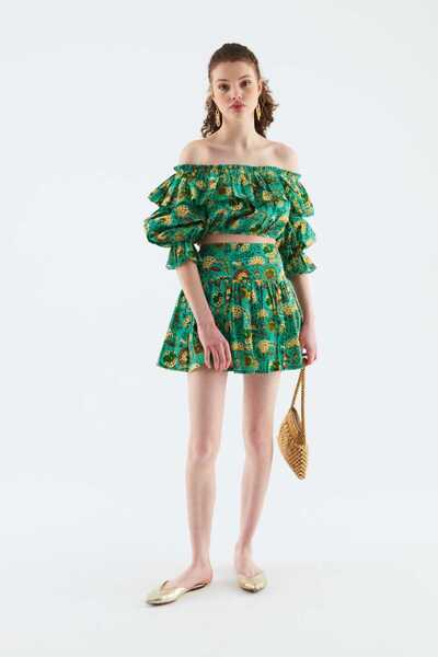 Roman Pileli Desenli Mini Etek Standart Renk Y2262110_089